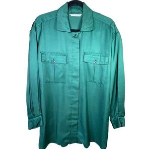 Anne Pinkerton Top Size S Womens‎ Kelly Green Long Sleeve Button Up japananne